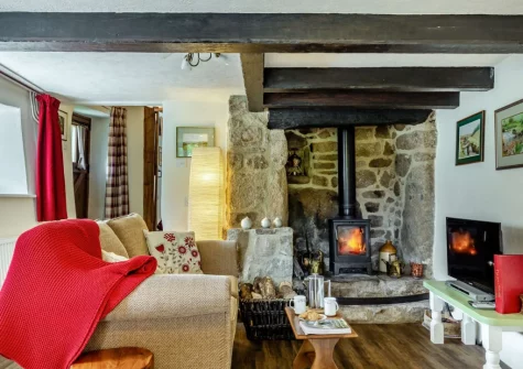 The living room at Three Hares Cottage, Throwleigh