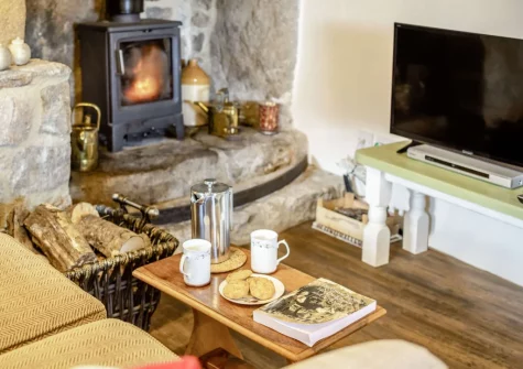The living room at Three Hares Cottage, Throwleigh