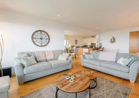The living area at Tidal Rest, Westward Ho!