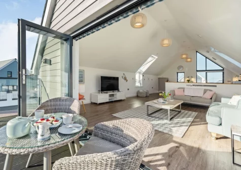 The balcony & outdoor sitting area at Tides 45, Westward Ho!