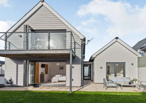The patio, outdoor sitting area & enclosed gaden at Tides 45, Westward Ho!