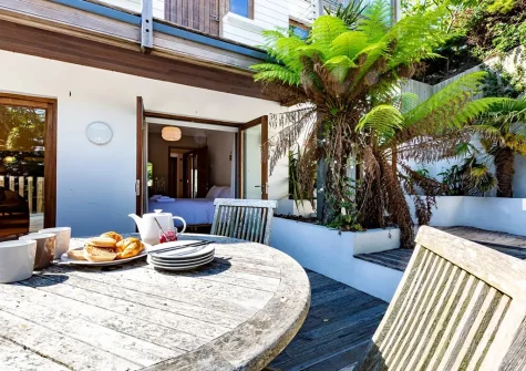 The decked patio & alfresco dining area at Tides, Ilfracombe