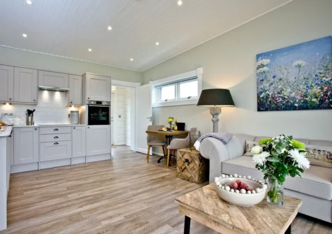 The living area at Top Meadow, March End Lodges, Georgeham