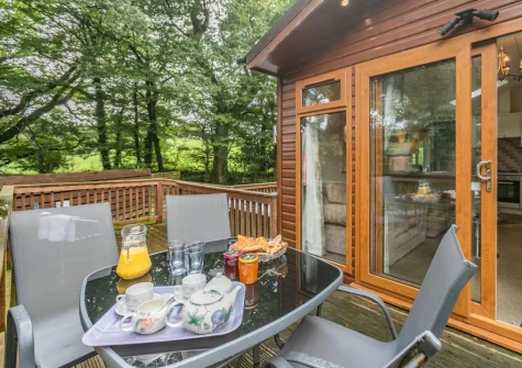 The patio & alfresco dining area at Tor Lodge, Meldon Lodge Park, Meldon