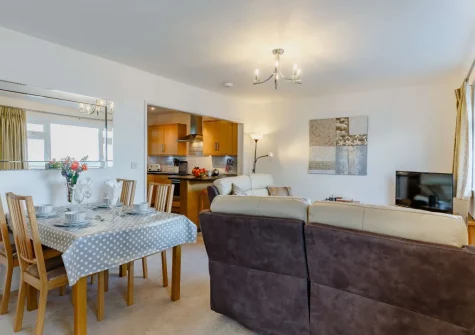 The living & dining area at Torbay View at Dolphin Court, Brixham