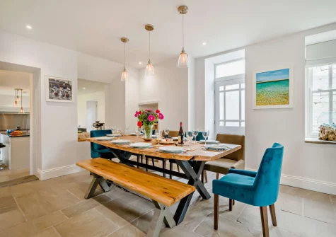 The dining area at Torre Vean Manor, Porthleven