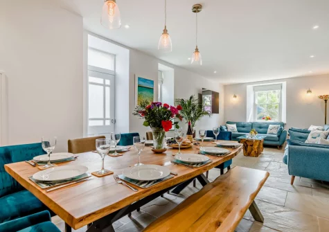 The dining area at Torre Vean Manor, Porthleven