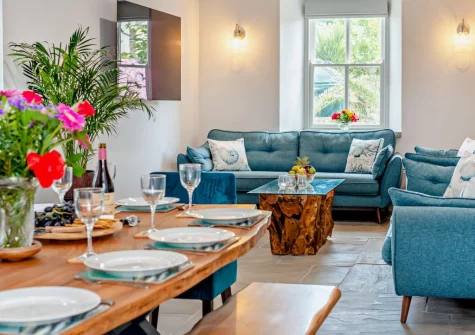 The dining area at Torre Vean Manor, Porthleven