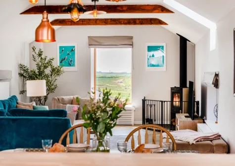 The living area at Traeth Barn, Mawgan Porth