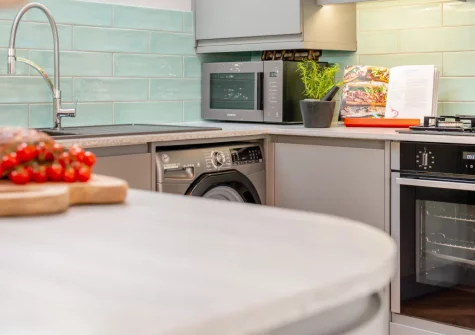 The kitchen at Traeth Barn, Mawgan Porth