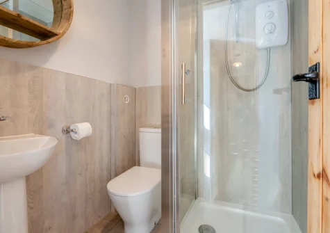 Bedroom #1 en-suite shower room at Traeth Barn, Mawgan Porth