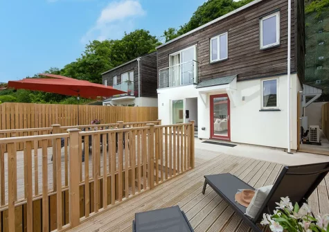The decked terrace & outdoor sitting area at Tralee, Portreath