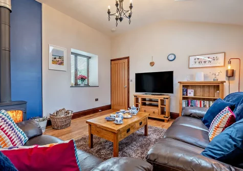 The living area at Trebudannon Barn, Trebudannon