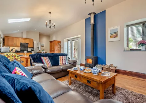 The living area at Trebudannon Barn, Trebudannon
