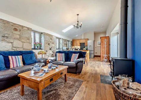 The living area at Trebudannon Barn, Trebudannon