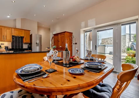 The dining area at Trebudannon Barn, Trebudannon