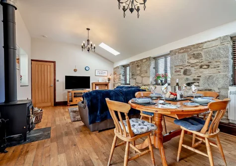The dining area at Trebudannon Barn, Trebudannon