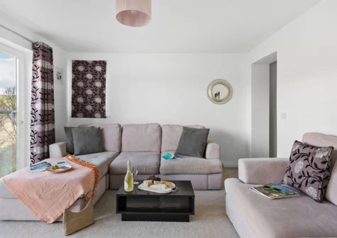 The living area at Tree Tops, Kingswear