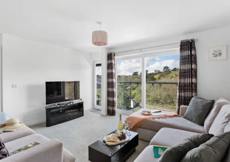 The living area at Tree Tops, Kingswear