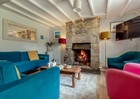 The cosy snug at Tregenna Farmhouse, Tredethy