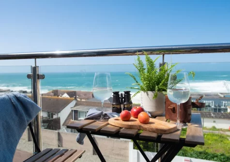 Bedroom #1 balcony at Trelantis, 5 Gwelva, Newquay