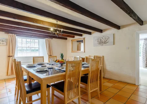 The dining room at Trelow Farmhouse, Tredinnick