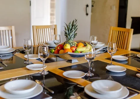 The dining room at Trelow Farmhouse, Tredinnick