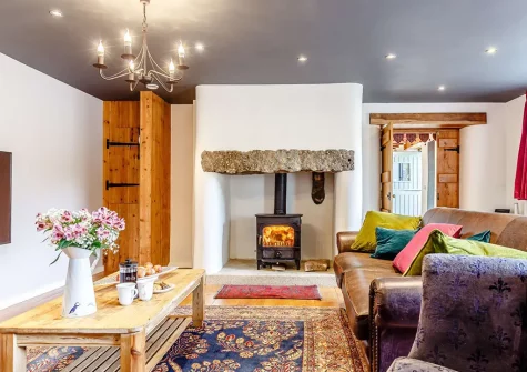 The living room at Trenethick Barns, Mount Hawke