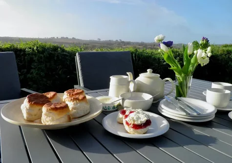 The alfresco dining area at Trescore, Treworthal