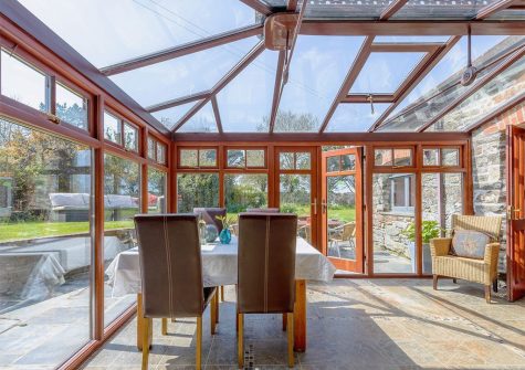 The conservatory at Trescowthick Barn, St Newlyn East