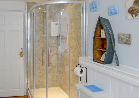 The bathroom with shower at Trescowthick Barn, St Newlyn East