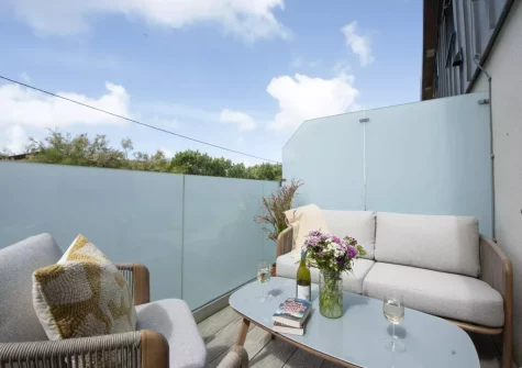 The terrace & outdoor sitting area at Treth Nook, Harlyn