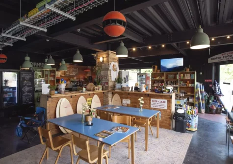 Also downstairs, The Harlyn is home to a popular taproom, open-fire kitchen & coffee shop
