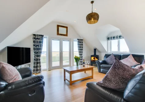 The living room at Trevalga, Porthcothan Bay