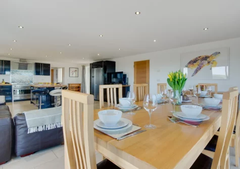 The dining area at Trevalga, Porthcothan Bay