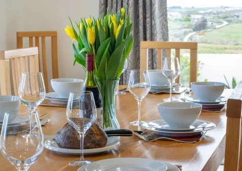 The dining area at Trevalga, Porthcothan Bay