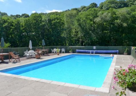 The shared heated swimming pool at Trevellard Belle, Notter