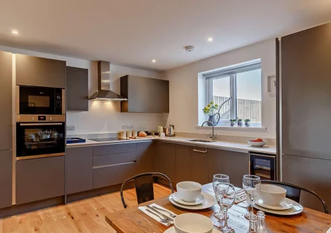 The kitchen & dining area at Trewhiddle House, St Austell