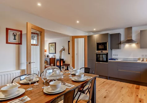 The kitchen & dining area at Trewhiddle House, St Austell