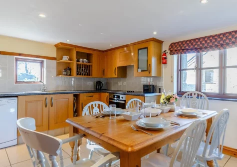 The kitchen & dining area at Trewillis Farm Rose Barn, Coverack