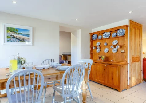 The dining area at Trewillis Farm Rose Barn, Coverack