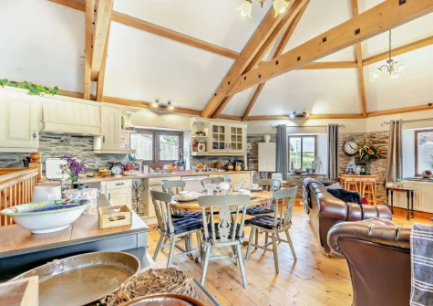 The living, dining area & kitchen at Trewint Round House, Menheniot
