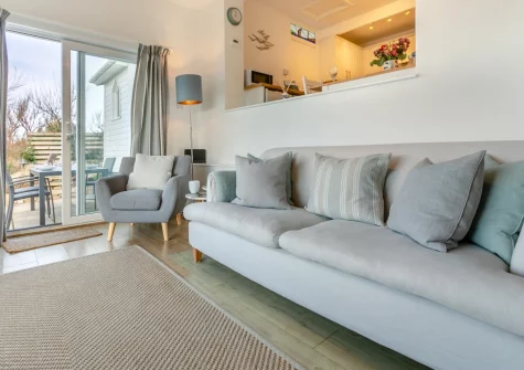 The living area at Trewollas Beach Cottage, Sennen