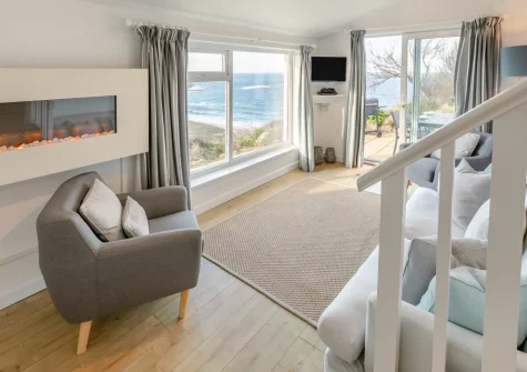 The living area at Trewollas Beach Cottage, Sennen