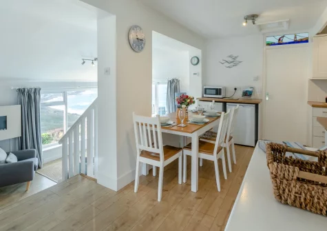 The kitchen & dining area at Trewollas Beach Cottage, Sennen