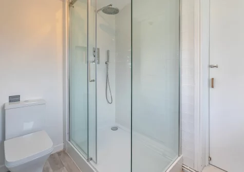 Bedroom #1 en-suite shower room at Trewollas Beach Cottage, Sennen