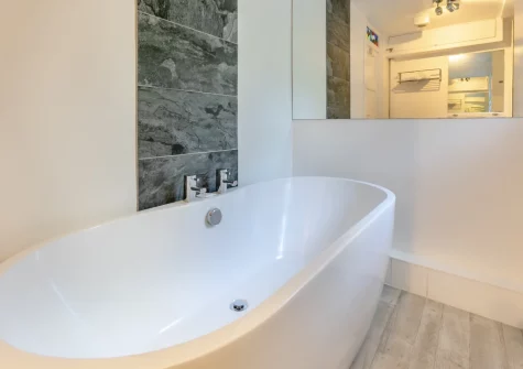 The bathroom at Trewollas Beach Cottage, Sennen