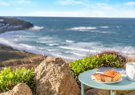 The view from the terraced garden at Trewollas Beach Cottage, Sennen