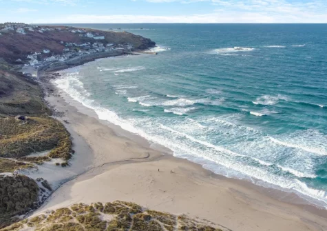Trewollas Beach Cottage enjoys an elevated yet sheltered position above Whitesands Bay