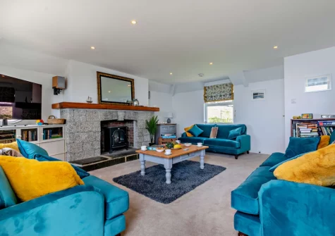 The living room at Tripolitania, Porthleven